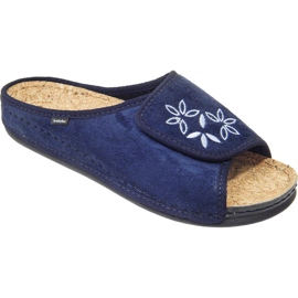 Inblu -Frauen -Pantoffeln Korków 155d153 Blau mit Stickerei
