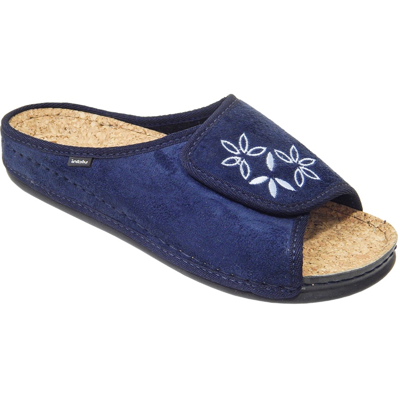 Inblu -Frauen -Pantoffeln Korków 155d153 Blau mit Stickerei