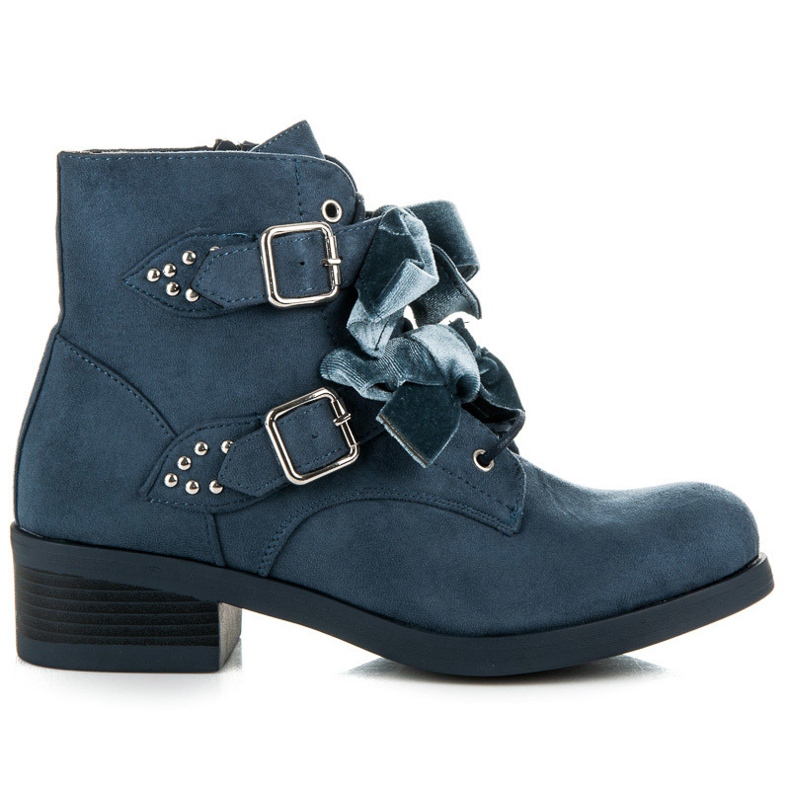 Ideal Shoes Stiefel mit Schleifen blau