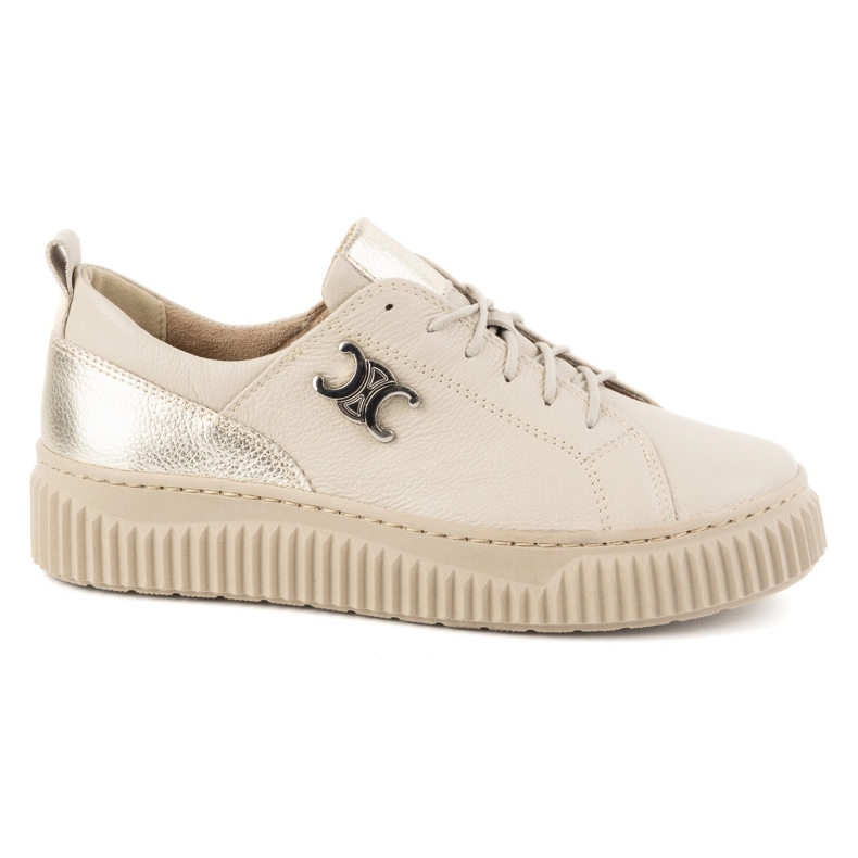 Olivier Damen Lederschuhe Sneakers Beige