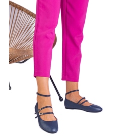 Marine -Ballerinas aus Eco -Leder mit Schnallen blau