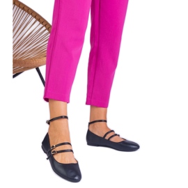 Schwarze Ballerinas aus Eco -Leder mit Schnallen