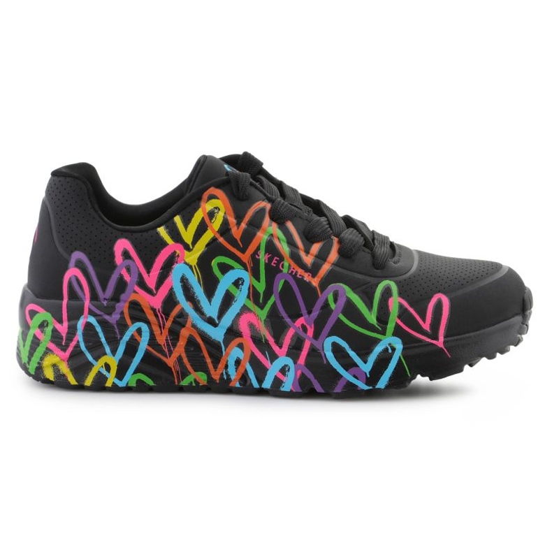 SKECHERS UNO LTE SHOCS - Die Liebe 314064L -bkmt bunte Herzen verteilen schwarz