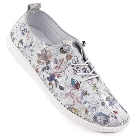 Damen -Lederschuhe mit weißen Blumen T.Sokolski 2023 FL