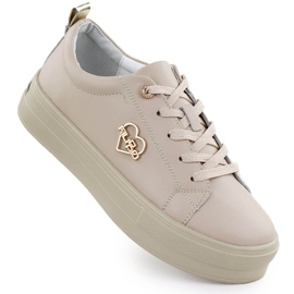 Frauen Lederschuhe auf der Plattform Beige Filippo 3533