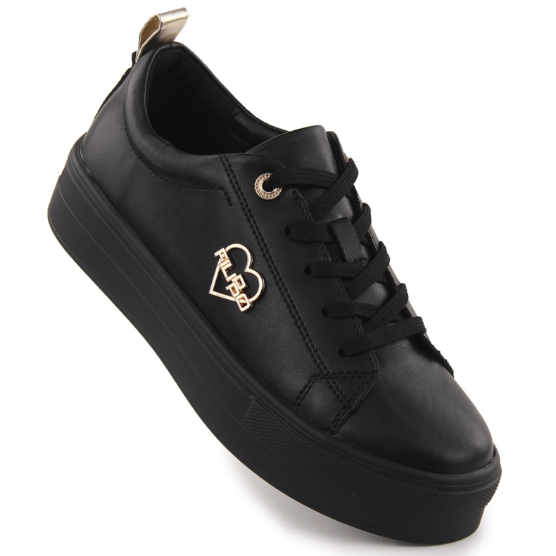 Damen -Lederschuhe auf der Plattform Czarne Filippo 3533 schwarz