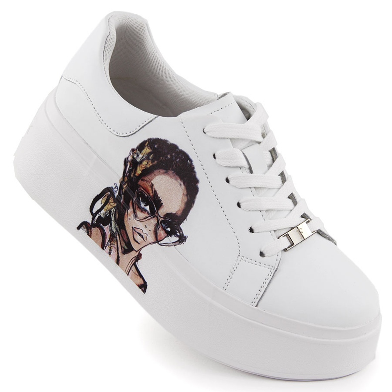 Damen -Lederschuhe auf der weißen Filippo 6207 -Plattform