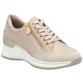 Frauenschuhe Sneaker auf Keilen bequem Beige Rieker N4316