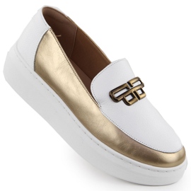 Damen-Lederschuhe auf der Plattform Weißgold T.Sokolski W25-499