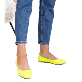Gelbe Neon -Lack -Ballerinas