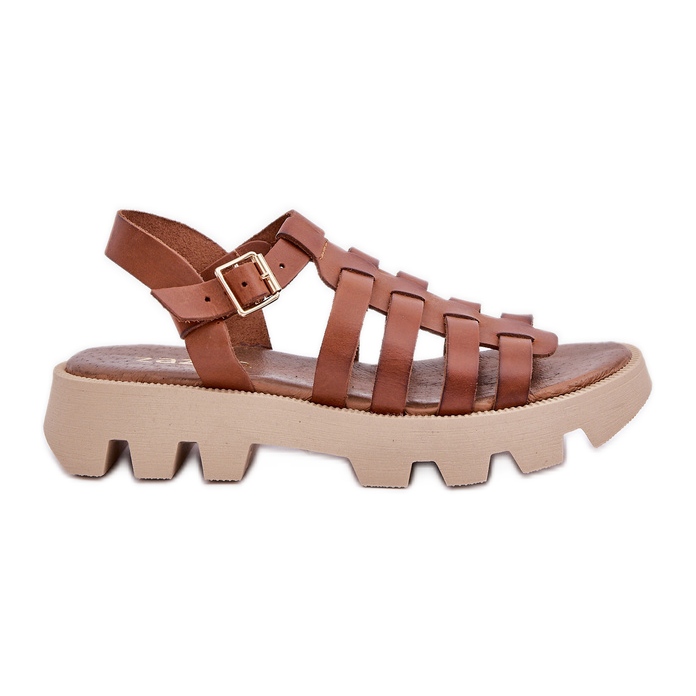 Frauen Ledersandalen Zazoo 3695 Kamel braun