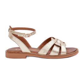 Frauen Ledersandalen mit flachen Absätzen Zazoo 3688 Zlotys golden