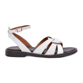 Frauen Ledersandalen mit flachen Absätzen Zazoo 3688 Weiß