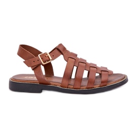 Ledersandalen mit flachen Absätzen Zazoo 3686 Kamel braun