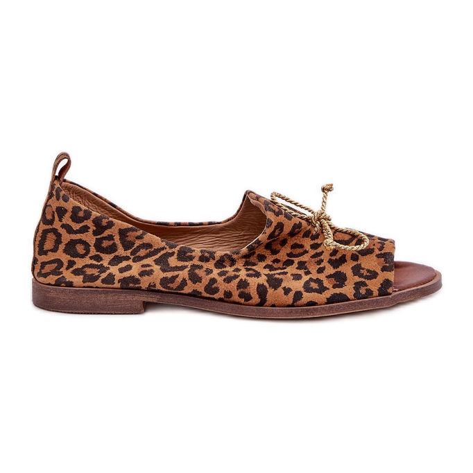 Zazoo 2660 Frauen -Leder -Ballerinas mit braunem Leopardendruck