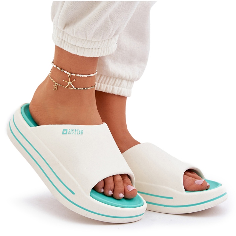 Damenflip Flops auf der Plattform Big Star NN274A038 White-Cham weiß