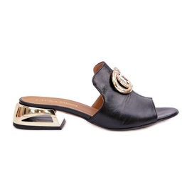 Elegante Leder Frauen Low -Heels Laura Messi 2874 Schwarz