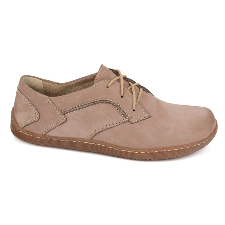 Olivier Barefoot Frauen minimalistische Lederschuhe 1082 Cappuccino Nubuk beige