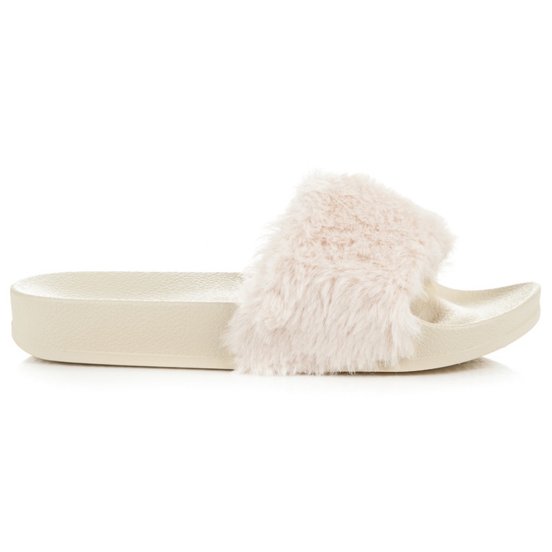 Via Giulia  Cremefarbene Hausschuhe mit Fell braun