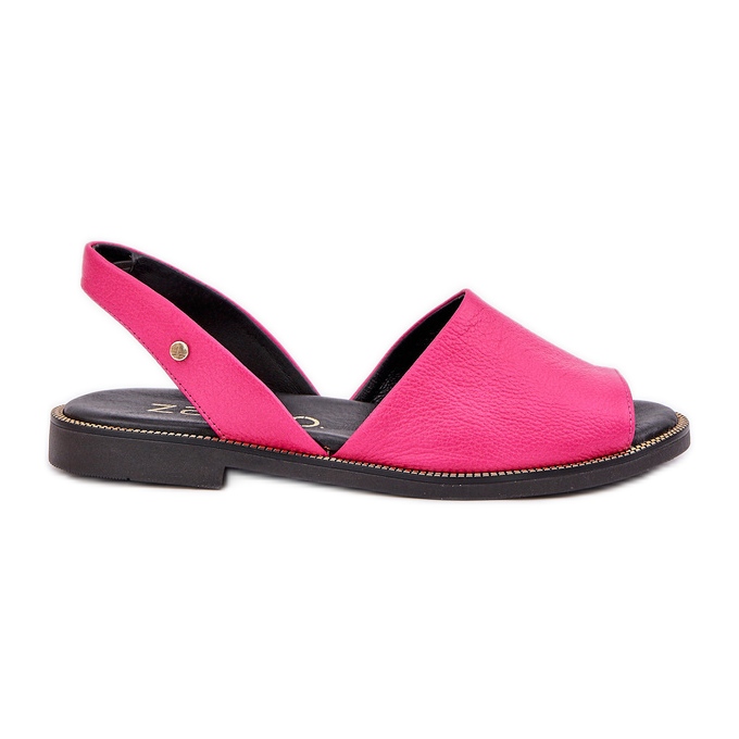 Leder -Schieber Sandalen Zazoo 40327 Fuchsia rosa