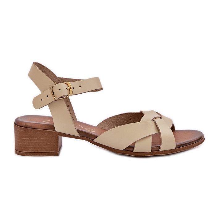 Ledersandalen mit einer zarten Ferse Zazoo 40372 Leicht Beige