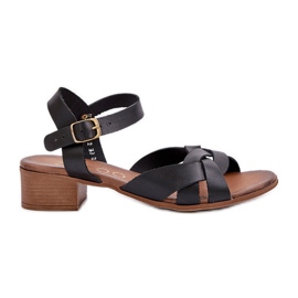 Ledersandalen mit einer zarten Ferse Zazoo 40372 Schwarz