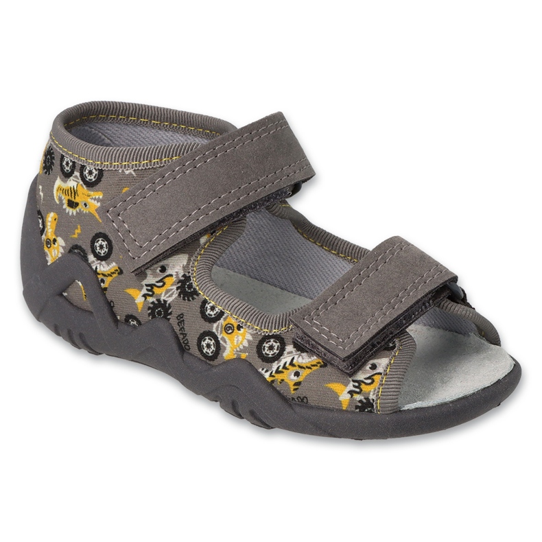 Befado Baby Pantoffeln grau mit Klettverschluss 350p055