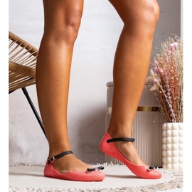 D/GMR Frauen Ballerinas Pink mit Gummi mit Bug und Heideschließverschluss rosa