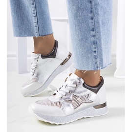 D/GMR Weiße metallische Sportschuhe Spitze -up Sneakers Openwork Torres