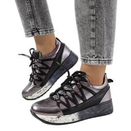 D/GMR Graue Ballard-Sneakers in Metallic-Optik