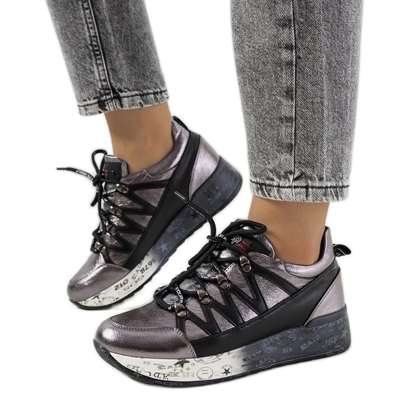 D/GMR Graue Ballard-Sneakers in Metallic-Optik