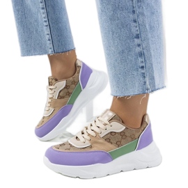 D/GMR Beige und violette Turnschuhe für Damen von Elyne lila