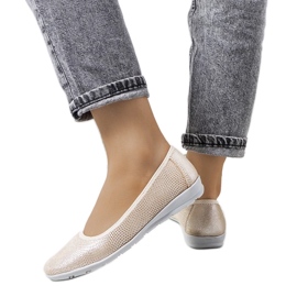 D/GMR Elmas Ballerinas aus beigefarbenem Leder