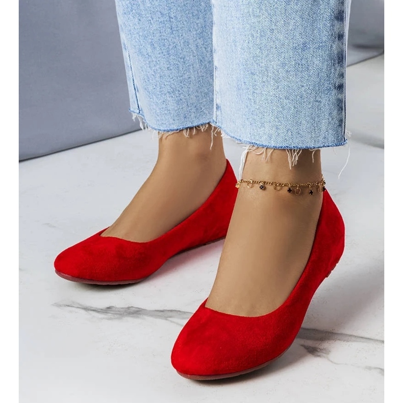 D/GMR Rote Ballerinas mit niedrigem Keilabsatz von Sylvia