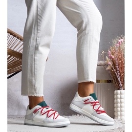 D/GMR Graue Turnschuhe Frauen -Turnschuhe mit roten Arcobaleno -Schnürsenkel