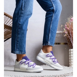 D/GMR Graue Turnschuhe Frauen -Sneaker lila Schnürsenkel Arcobaleno