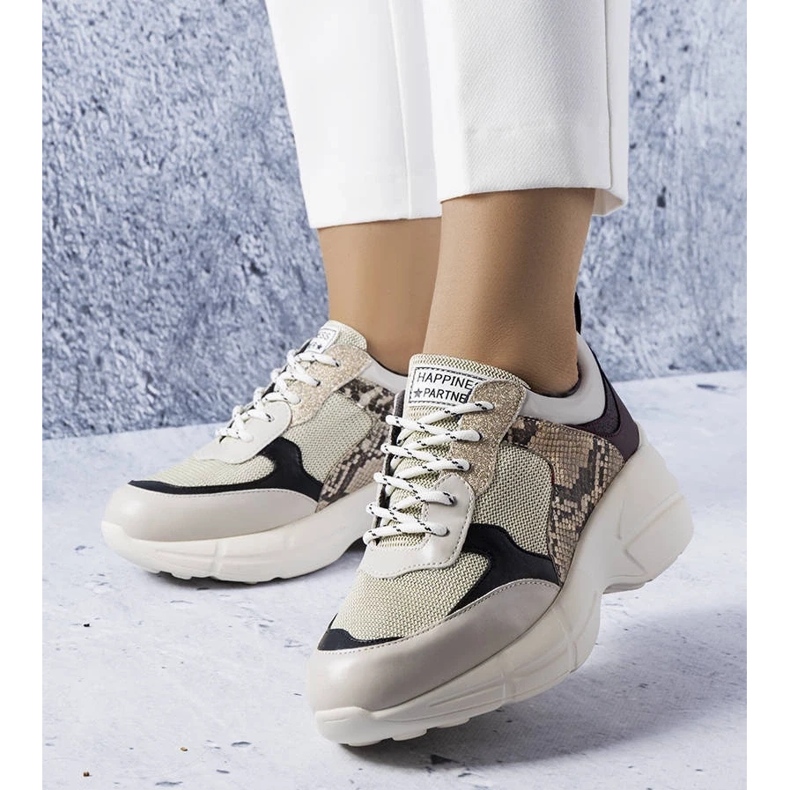 D/GMR Beige Sneakers mit Glitzereinsätzen von Béri