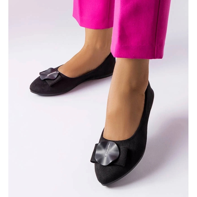 D/GMR Schwarze Ballerinas, verziert mit Rémy-Strasssteinen