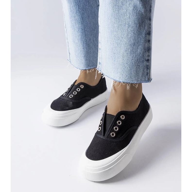 D/GMR Schwarze Sneaker zum Hineinschlüpfen von Rabican