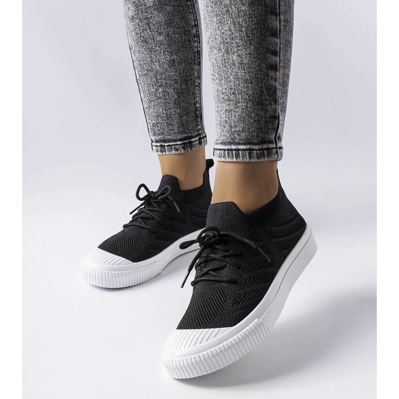 D/GMR Schwarze Sneakers aus elastischem Stoff von Polaire