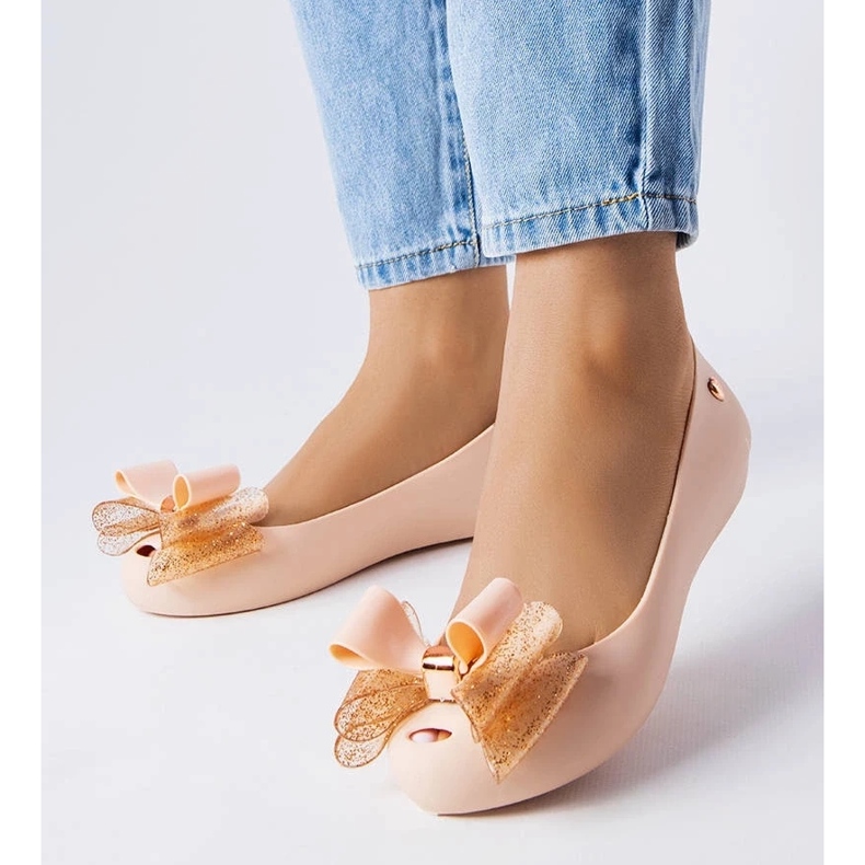 D/GMR Beige Ballerinas von Meliska mit Schleife von Jerome