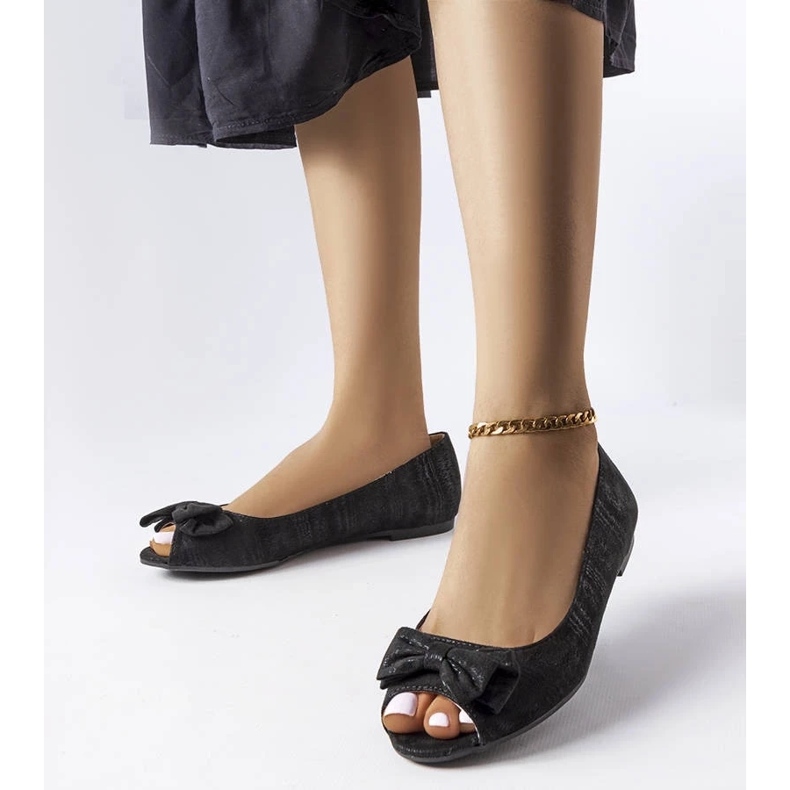 D/GMR Schwarze Metallic-Ballerinas mit Schleife von Hawk