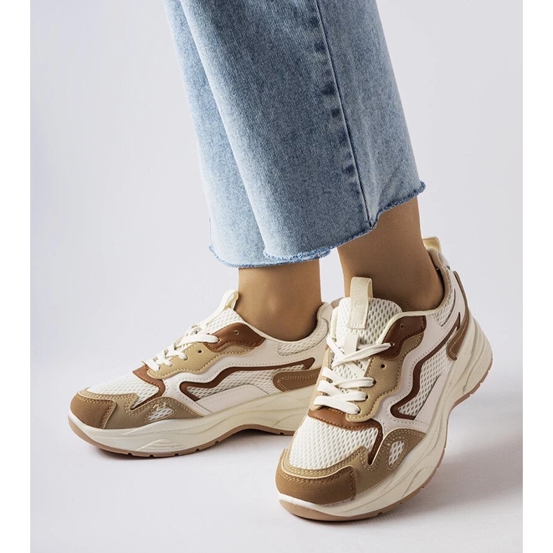 D/GMR Hohle beige Sport-Sneaker grün