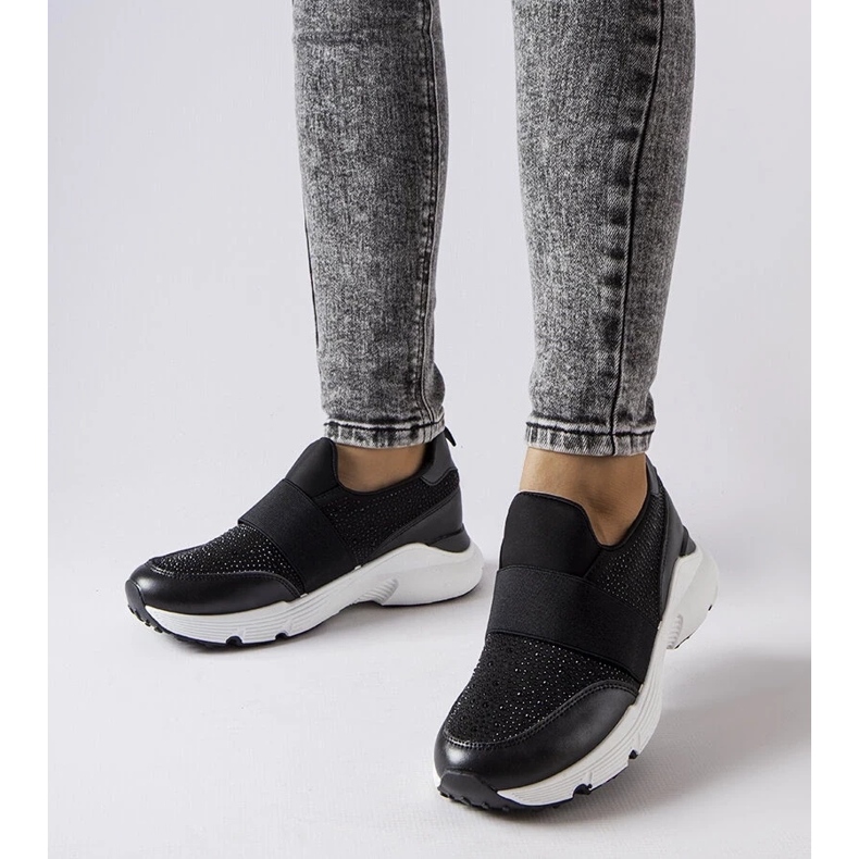 D/GMR Schwarze Sneakers mit Strasssteinen von Algiso