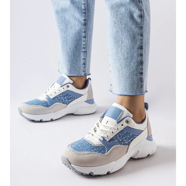 D/GMR Blau-weiße Schuhe mit silbernen Details von Rio grau