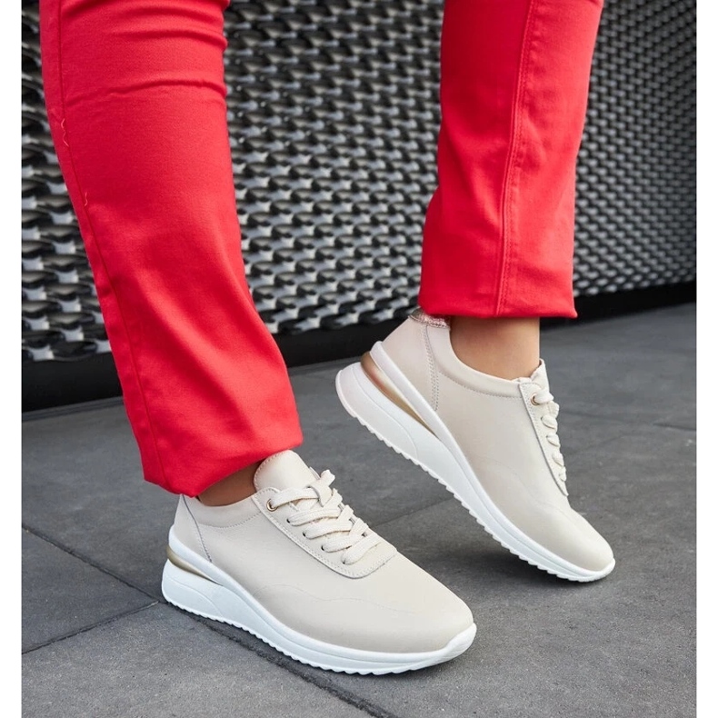 D/GMR Beige Keilsneaker aus Leder von Federico