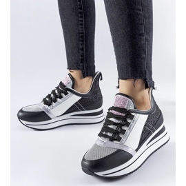 D/GMR Schwarze Glitzer-Sneaker auf der Marce-Plattform