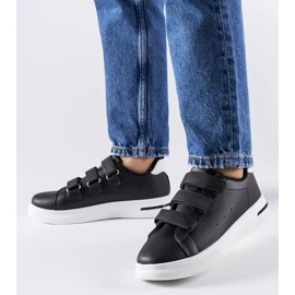 D/GMR Schwarze Turnschuhe, die mit Klettverschluss paré befestigt sind - weiße Sohle