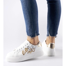 D/GMR Weiß- und Gold -Turnschuhe auf der Montclair -Plattform