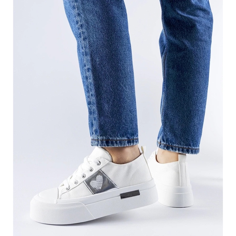 D/GMR Weiße und silberne Lawton-Plateau-Sneaker